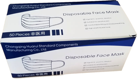 3 ply face mask:  Box of 50